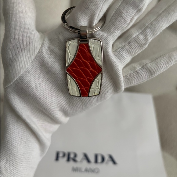 Prada Exotic Skins with Stainless Steel Keychain